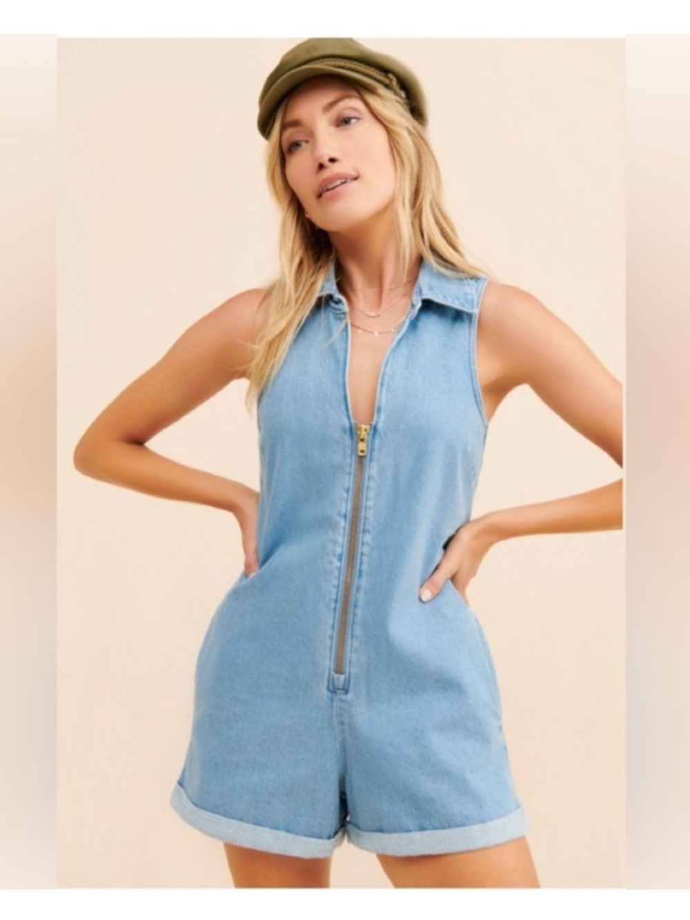 Show Me Your Mumu Reno Romper in Blue Denim